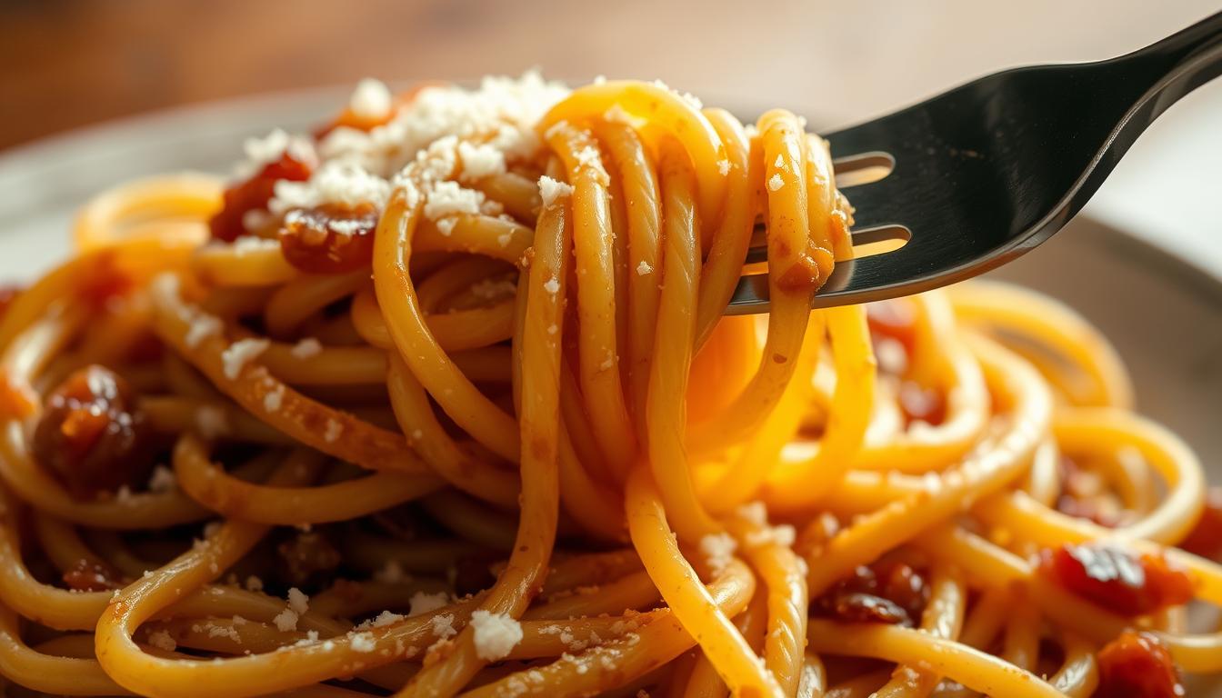Caramelized onion and garlic spaghetti